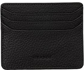 grande 3633 Genuine Leather Card Holder for Women and Men Super Slim Minimalist Small Snap Wallet (Black)