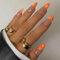 VEBONNY VEBONNY SA-002 – Lot de 24 faux ongles à presser – Orange fluo brillant – Faux ongles à presser – Amande moyenne – Motif sourire et fleur – Faux ongles transparents et brillants
