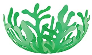 Alessi Mediterraneo ESI01/21GR - Frutero de Design, en Acero Colorado con Resina Epoxidica, Diámetro 21 cm, Verde