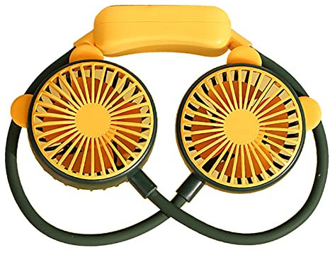 Dpofirs Ventilateur de Cou Portable, Ventilateur de Cou de Refroidissement Ventilateurs de Cou Personnels Libres pour Votre Cou, Ventilateur de Cou Rechargeable, Ventilateur de (Jaune)