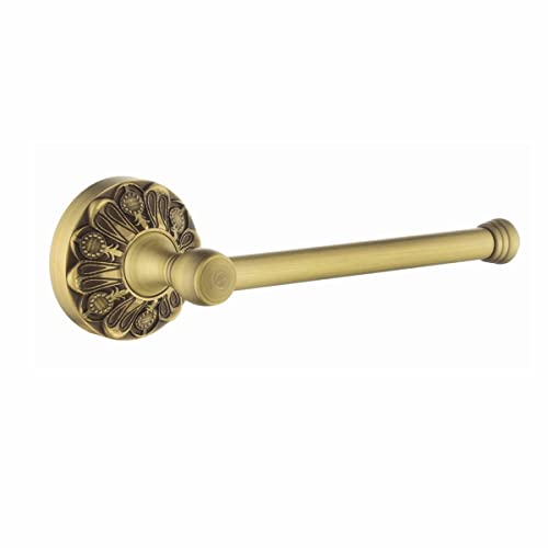 Lucyound Antique Brass Toilet Roll Holder, Wall Mounted Loo Roll Holder for Bathroom Tissue Roll, Vintage Gold Decorative Bathroom Accessories, Petal-Relief Series