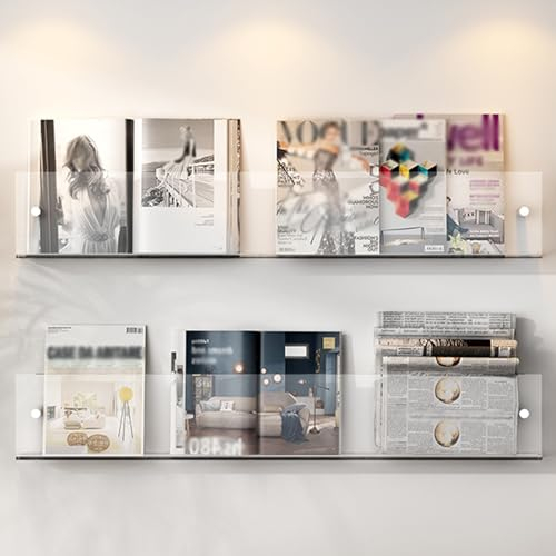 zeitungsständer 2 Pack Klare Acryl-Magazin-Halter, Wandhalterung Literatur-Broschürenständer, Vertikale Lagerung Display-Ständer Für Wohnzimmer, Büro, Krankenhäuser, Banken ( Color : Clear , Size : L