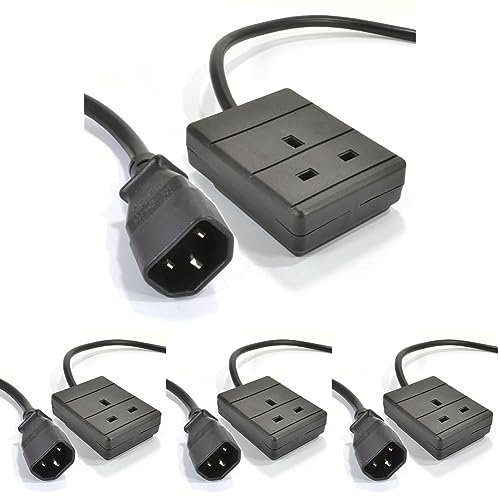 Pro Elec IEC C14 Plug to 10A UK Socket Power Lead Black, 0.5m (Pack of 4)