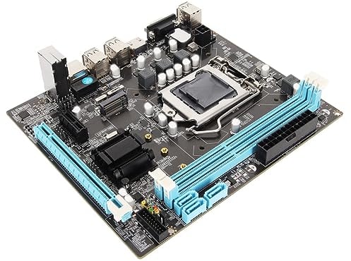 Fabater Placa Base de Escritorio, H61 6 USB2.0 DDR3 M.2 NVMe NGFF 100Mbps LAN Micro ATX Placa Base para Juegos para LGA1155 Socket I3 I5 I7