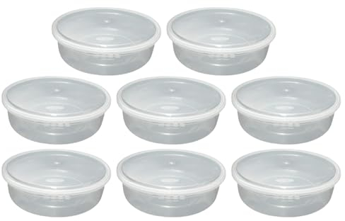 M1SS (Pack of 8 2000ML Clear Round Plastic Containers with Airtight Lids Takeaway Food Storage Containers Perfect for Food Prep Meal, Fruit Salad & Cake Boxes, BPA Free Microwave, Freezer Safe