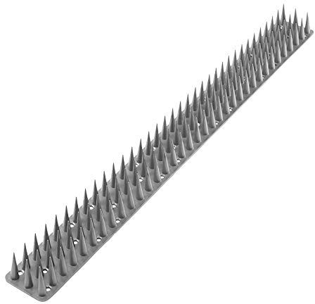 BirnePower Vogelabwehr Spikes Taubenspitzen 50 x 4,5 cm Kunststoff Höhe 3cm Tierabwehr Taubenspikes 3-reihig Vogelschutz Taubenabwehr Grau 6 Stück 3m