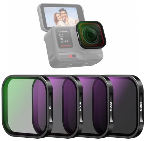 NEEWER ND & CPL Filter Set Kompatibel mit Insta360 Ace Pro, ND16 ND32 ND64 CPL 4er Pack Action Kamera Zubehör Polarizer ND Filter mit mehrfach beschichtetem optischen Glas & schlankem Aluminiumrahmen