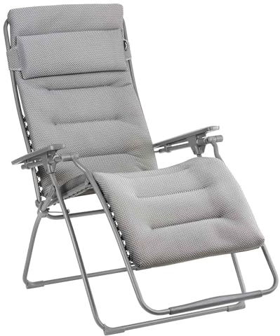 Möbel Jack Liegestuhl klappbar & verstellbar - Mit Polsterung - Belastbar bis 140 kg - Stahl - Basaltfarben - Silberfarben - Gartenstuhl Relaxstuhl Gartenliege Sonnenliege Relaxliege Relaxsessel