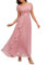 Wedtrend Brautkleid Lang Blush Abendkleid Damen Cocktailkleider Elegant mit Split RWT0301 Blush L