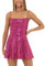 Caziffer Robe Femme Courte Brillante Robe Courte à Bretelles Robe Femme Chic Sequins à Couleur Unie Robe Dos Nu à Lacets Été (Rose Rouge, S)