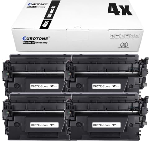 Eurotone Canon 057H Tonerkartusche kompatibel mit Canon i-SENSYS LBP 320 Series LBP 325dn LBP 325x MF 540 Series MF 542x MF 543x 056H 056 3008C002 - Office Pro Serie - Mit Chip (4er Pack Schwarz)