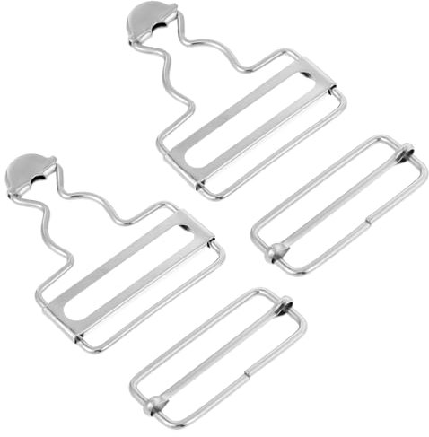 Jeffdad 2 Sets Latzhosen Schnalle, Metall Dungaree Schnallen Hosenträger Schnallen mit Schiebeschnalle für Strapse Hose Verstellbare Latzhosen Schnallen für Latzknopf Sewing Clothing Craft(Silber)