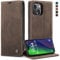 owlhold Handyhülle für iPhone 15 Hülle, Premium Lederhülle Weiches Vintage-Nubukleder Faltbare Ständer Klapphülle Kartenfach Standfunktion stoßfest Schutzhülle für iPhone 15 -Kaffee