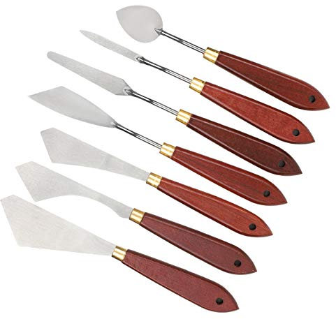 7Piece Painting Knife Set, Stainless Steel Spatula Palette Knife Painting Mixing Scraper Oil Painting Accessories Color Mixing for Oil Painting Acrylic Mix