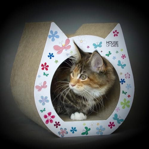 House of Cats - Kratzbaum für Katzen - Katzenkratzbaum - Katzenkratzbaum für Spiel und Entspannung der Katze - langlebige robuste Materialien - Erholung für Katze - Small Cat - Blumen - 27x27x29cm