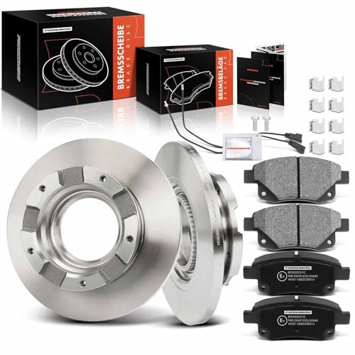 Frankberg 2x Brake Disc + 4x Brake Pad Rear Axle Compatible with Transit Bus FB FC FD FS FZ 2006-2014 Transit Box FA 2006-2014 Transit Tourneo 2006-2014 Replace# 6C112A097AB