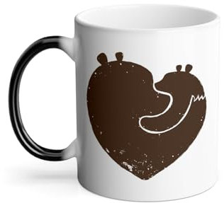 Mug Thermo-réactif Tasse Magique - Coeur Maman Ours Ourson Dessin Illustration Mignon - 325 ml