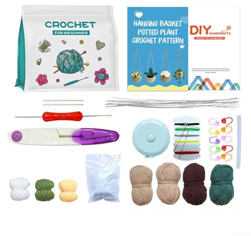 Advokingtap Creative DIY Crochet Kit for Making Unique Hanging Plants Complete with Accessories