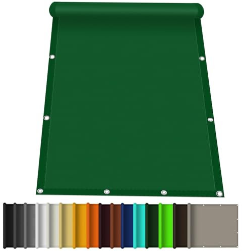 Tenda parasole impermeabile, rettangolare, 1 x 3,8 m, 98% resistente ai raggi UV, resistente alle intemperie, in tela con occhielli e corda, resistente, per patio, giardino, pergola, verde scuro