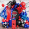 Red Black Blue Balloon Garland Arch Kit, Boys 4th Birthday Decorations, Black Red and Blue Balloons Garland with Number 4 Balloon, Star Foil Balloons for Baby Shower Theme Birthday Party