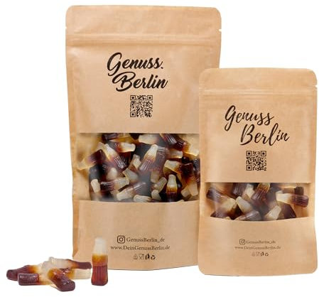 Genuss Berlin – Zuckerfreie Colaflaschen – 200g – Süßigkeiten ohne Zucker – Fruchtgummi mit Cola-Geschmack – Perfekt für Diabetiker, gesundes Naschen & bewusste Ernährung