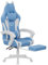 bigzzia Chaise de Gaming Ergonomique avec Oreilles de Chat pour Filles et Adultes, Chaise de Jeu d'ordinateur réglable en Hauteur avec Appui-tête et Support Lombaire de Massage (Bleu et Blanc)