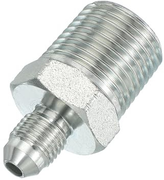 PATIKIL Adattatori Nipplo Riduttore Esagonale per Tubi 7/16 Maschio 37° Flare JIC x 1/2 Maschio NPT, Raccordo Tubo Nipplo Riduttore Adattatore in Acciaio Placcato per Raccordo Idraulico