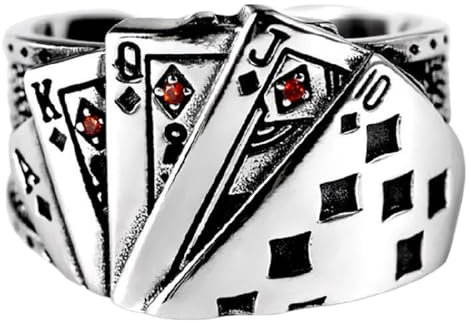 Ring Mit Spielkarten Im Vintage-Stil Mit Strasssteinen, Schmuckring Mit Poker-Thema, Schmuck Mit Offenen Ringen, Modisches Stück, Stilvolles Statement-Stück, Für Damen, Herren, Teenager, Erwachsene