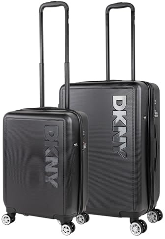 DKNY - Leicht Koffer Set Polycarbonat Reisekoffer Set für Flugreisen - Dauerhaft Hartschalenkoffer Set - Kofferset Hartschale mit TSA Kombinationsschloss, Schwarz