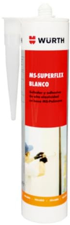 WURTH MS-SUPERFLEX 3125 Blanco – 290ml – Sellador Adhesivo Profesional Tipo Sikaflex – Polímero de Tack Rápido para Construcción y Reformas (1)