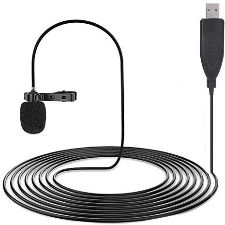 USB Lavalier Microphone, 1.5M Wire Universal for Devices with USB Interface, Portable Mini Omni Directional Microphone Plug and Play USB Microphone