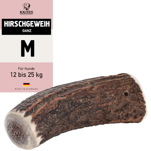 Kauies Hirschgeweih für Hunde ganz - Monoprotein, 100% natürlich, zuckerfrei und kalorienarm - Made in Germany, nachhaltig und tierversuchsfrei - Größe M