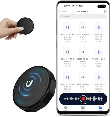 NekSide Mini Enregistreur Vocal 64 Go, Enregistreur Vocal Portable avec Magnétique, DSP4.0 Anti-Bruit, Enregistreur Audio HD, Voice Recorder OTG 1800H pour Entretiens, Conférences et Cours