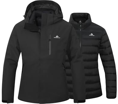 Pioneer Camp Damen Skijacke 3 in 1 Jacke Snowboardjacke Winterjacke | Sturzregenfest, Hoch Atmungsaktiv und Feuchtigkeitstransportierend, mit Baumwolle Gefütterte Innenjacke