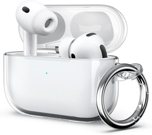 ULAK für AirPods Pro 3 Hülle Transparent Weiß mit Karabiner | Vergilbungsfrei Weiche TPU Schutzhülle für Apple AirPods Pro 3. Generation (2025) Klare Stoßfest Hülle, sichtbare LED