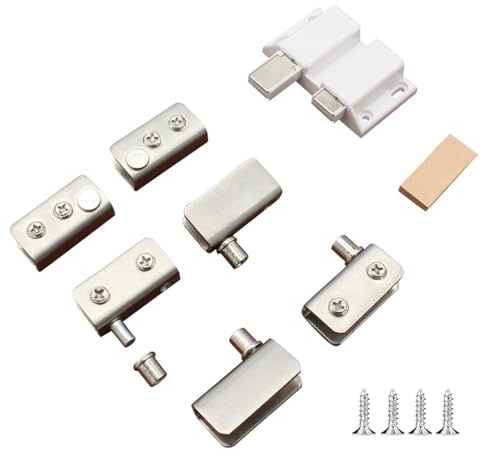 8 Stück Glas-Türscharniere ohne Bohren, Edelstahlscharniere für Duschwände mit rutschfesten Pads, geeignet für 5–8 mm Glas-Weinschränke und Aufbewahrungsschränke