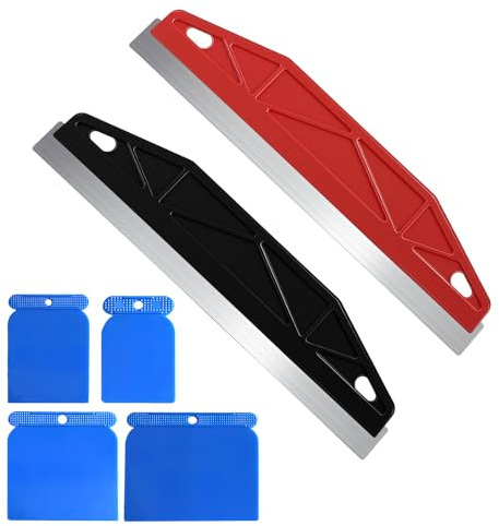 XdealCozyxc 2 Pcs Cutting in Tools for Painting with 4 Pcs Plastic Scrapers, 12 Inch Skirting Board Paint Edging Shield Guard