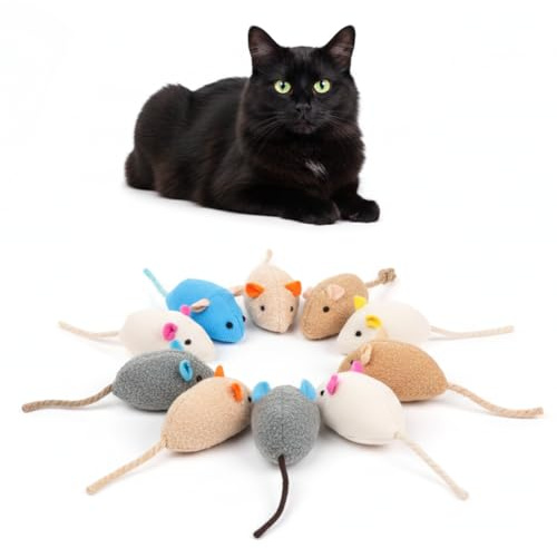 Catnip Mouse Toys,Catnip Toys 9-Pack,Interactive Plush Mouse Toys for Cats | Natural Catnip & Teeth Cleaning, Indoor Play.