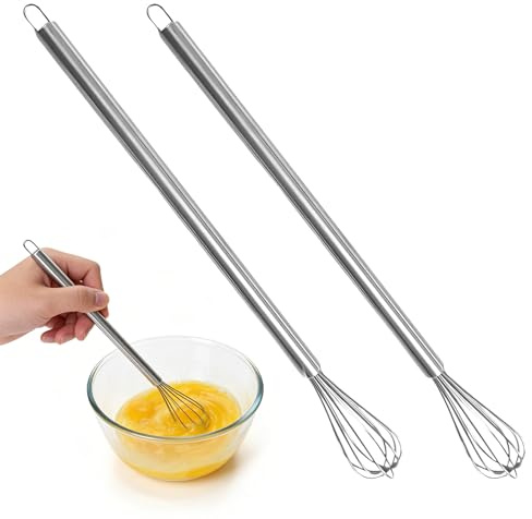 2 Piezas Varillas Cocina de Acero Inoxidable, Batidores Pequeños | Mini Batidora Manual para Tazas Adecuado para Mezclar Masa, Huevos, Batir Espuma y Batir Huevos