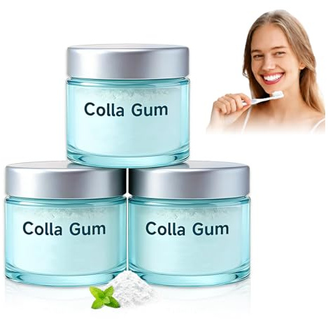 KutaKuta 3 PCS Colla Gum Collagene in Polvere, Collagene per Gengive Contenente Peptidi di Collagene e Nano-Idrossiapatite, Polvere Sbiancante per i Denti per la Cura Quotidiana delle Gengive