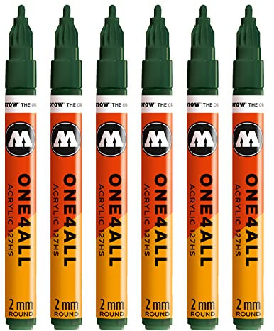 Molotow One4All 127HS Acryl Marker (2,0 mm Strichstärke, hochdeckend und permanent, UV-beständig, für fast alle Untergründe) 6 Stück Farbe 145 future green