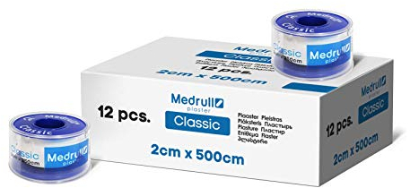 Medrull Fixierpflaster Classic 2cm x 5 m Rollenpflaster eignet sich zur schnellen und sicheren Fixierung von Verbanden - 12 Rollen Box