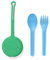 OmieBox Kids Utensils Set with Case - 2 Piece Plastic, Reusable Fork and Spoon Silverware with Pod for Kids, Travel, Lunch Boxes - (Mint Green)