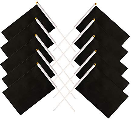 25 Pack Black Small Mini Flags On Sticks,Hand Held Solid Black DIY Graffiti Flag,Party Events Celebration,School,Grand Opening,Kids Birthday,Sports Clubs,Flower Pot
