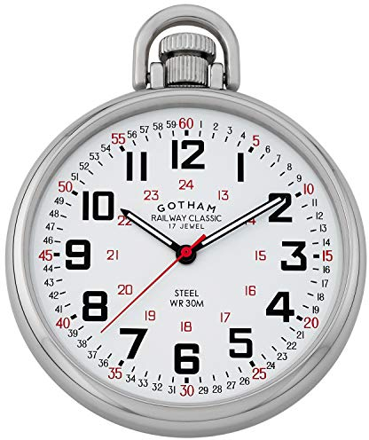 Gotham GWC14106SX Herren-Taschenuhr aus Edelstahl, mechanisch, mit Handaufzug, Mechanisch