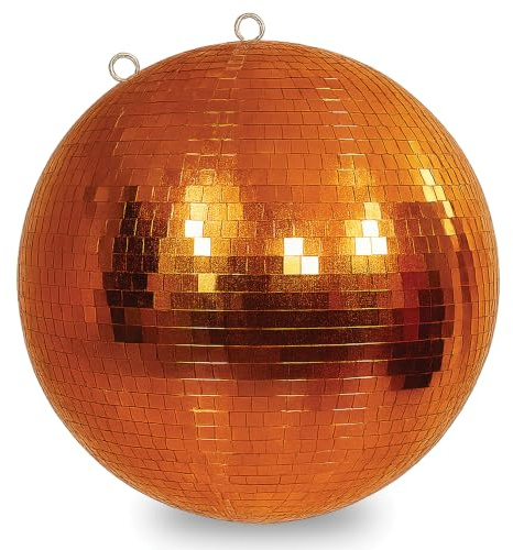 FXLab Rose Orange Mirror Ball (20 Inch) | Two Hanging Points, Polystyrene Core, Lightweight