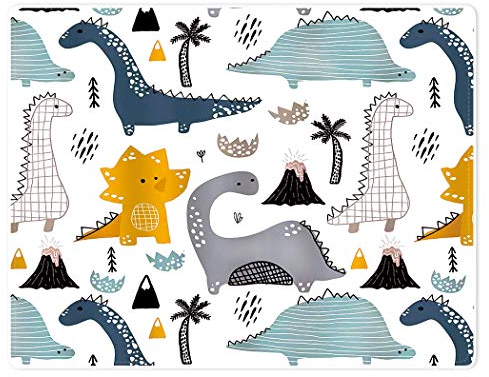 Violetpos Dick Decke Weich Wärme Gemütlich Flanell Fleece Sofadecke Karikatur Hand Gezeichnet Dinosaurier Vulkan Palme Blau 125 x 200 cm