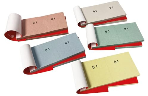 BM BeMore Mod 12/10B 0102189 – Zahlenblock 1-100 – Format 13 cm x 6 cm – Packung mit 10 Blöcken – Farbe sortiert – Events, Partys, Messen, Lotterien und Sortierungen