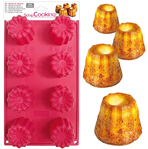 ScrapCooking - Moule à Cannelés en Silicone - 8 Formes de Cannelés Bordelais - Ustensile Souple Pâtisserie Gâteau - Apte Four & Congélateur - 3131, Rose