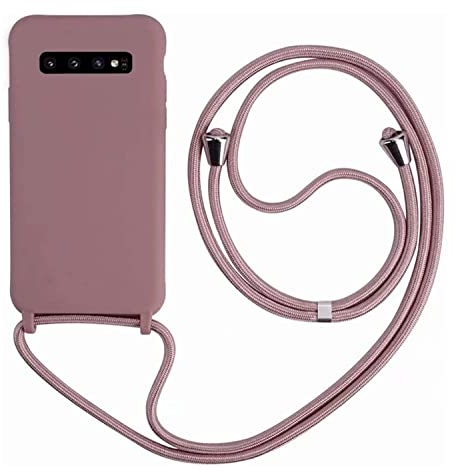 MEVIS Schutzhülle kompatibel mit Samsung Galaxy S10E, Halskette für Handyhülle, schmal, stoßfest, verstellbar, mit Lanyard, Farbe Lotus
